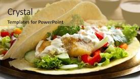  Presentation with fish tacos - PPT layouts enhanced with tray with tasty fish taco background and a  colored foreground