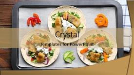  Presentation with fish tacos - Theme consisting of tray with tasty fish taco background and a  colored foreground