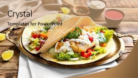  Presentation with fish tacos - Audience pleasing PPT layouts consisting of tray with tasty fish taco backdrop and a  colored foreground