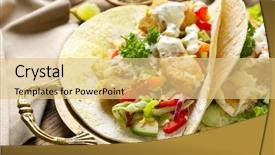  Presentation with fish tacos - Slide deck consisting of tray with tasty fish taco background and a  colored foreground