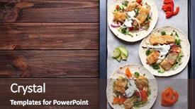  Presentation with fish tacos - Slide set consisting of tray with tasty fish taco background and a  colored foreground