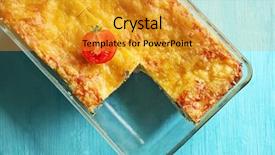  Presentation with baking - Audience pleasing slide set consisting of tray with tasty spinach lasagna backdrop and a gold colored foreground