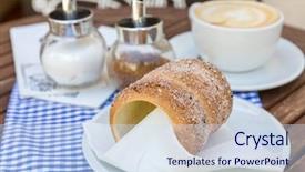  Presentation with sweet pastry - Cool new presentation with trdlo or trdelnik - traditional national czech sweet pastry dough backdrop and a sky blue colored foreground
