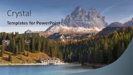  Presentation with mountains - Presentation featuring tre-cime-di-lavaredo-mountains background and a teal colored foreground