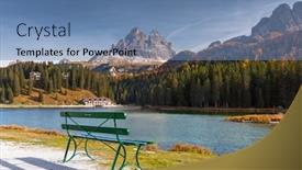  Presentation with mountains - Cool new PPT theme with tre-cime-di-lavaredo-mountains backdrop and a teal colored foreground