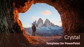  Presentation with cave - Presentation theme featuring tre-cime-di-lavaredo-peaks background and a tawny brown colored foreground
