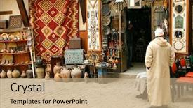  Presentation with arab - Presentation consisting of treaditional market - medina - traditional arab shopping background and a coral colored foreground