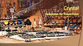  Presentation with ceramics - Colorful presentation theme enhanced with treaditional market - moroccan ceramics for sale backdrop and a tawny brown colored foreground