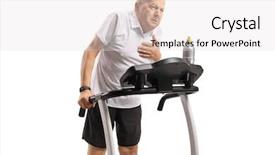  Presentation with treadmill - Slide deck consisting of cardiacfailure - senior exercising on a treadmill background and a white colored foreground