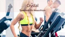  Presentation with treadmill - Slide deck featuring treadmill group men and women exercising in fitness gym background and a lemonade colored foreground