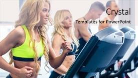  Presentation with treadmill - PPT theme having treadmill group men and women exercising in fitness gym background and a lemonade colored foreground