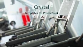  Presentation with athletics - Colorful presentation design enhanced with treadmill in gym fitness backdrop and a sky blue colored foreground