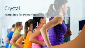  Presentation with running treadmill - Beautiful PPT theme featuring treadmill in gym or fitness backdrop and a sky blue colored foreground