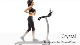  Presentation with running treadmill - Colorful slide deck enhanced with gears body - full length profile shot backdrop and a white colored foreground