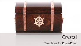  Presentation with treasure chest - Colorful theme enhanced with treasure box - closed wooden chest with reflection backdrop and a light gray colored foreground