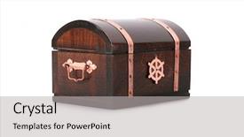  Presentation with shadow - Amazing PPT theme having treasure box - closed wooden chest with shadow backdrop and a light gray colored foreground