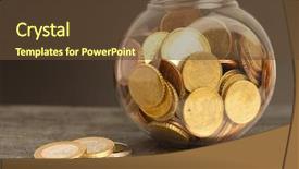  Presentation with treasure - PPT layouts featuring treasure box - euro coins background and a tawny brown colored foreground
