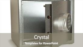  Presentation with accounting financial bank banking account - Slides having treasure box - open bank safe isolated background and a gray colored foreground