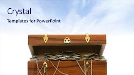  Presentation with treasure chest - Slide set enhanced with treasure chest isolated on white background and a sky blue colored foreground