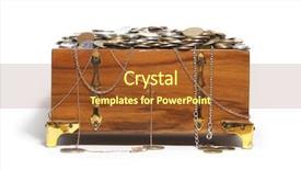  Presentation with treasure chest - Presentation design having treasure chest isolated on white background and a tawny brown colored foreground