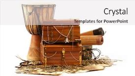  Presentation with treasure chest - Presentation theme having treasure chest isolated on white background and a light gray colored foreground