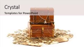  Presentation with treasure chest - Cool new PPT theme with treasure chest isolated on white backdrop and a lemonade colored foreground