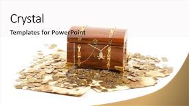  Presentation with treasure chest - Colorful slides enhanced with treasure chest isolated on white backdrop and a white colored foreground