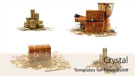  Presentation with treasure chest - Amazing slide set having treasure chest isolated on white backdrop and a lemonade colored foreground