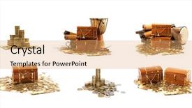  Presentation with treasure chest - Colorful theme enhanced with treasure chest isolated on white backdrop and a coral colored foreground