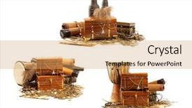  Presentation with treasure chest - Presentation theme with treasure chest isolated on white background and a yellow colored foreground