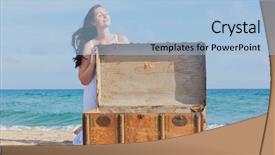  Presentation with job enrichment - PPT layouts having treasure chest money gold - travel enrichment background and a light blue colored foreground