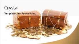  Presentation with treasure - Beautiful presentation theme featuring treasure chests isolated on white backdrop and a white colored foreground