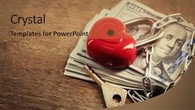  Presentation with treasure - Cool new slides with treasure heart - dollars currency with lock backdrop and a coral colored foreground