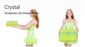  Presentation with woman in agriculture - Beautiful slide deck featuring treasure heart - woman with giftbox isolated backdrop and a  colored foreground