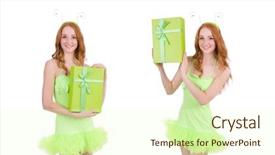  Presentation with white and black woman climbing ladders - Beautiful theme featuring treasure heart - woman with giftbox isolated backdrop and a  colored foreground