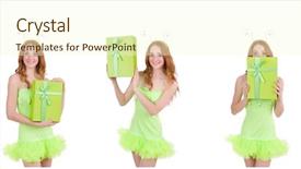  Presentation with white and black woman climbing ladders - Theme featuring treasure heart - woman with giftbox isolated background and a  colored foreground