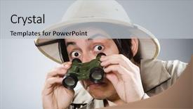  Presentation with treasure hunt - Amazing slide set having treasure hunt - funny safari traveller in travelling backdrop and a light gray colored foreground