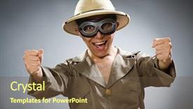  Presentation with treasure hunt - Beautiful slide deck featuring treasure hunt - man wearing safari hat backdrop and a tawny brown colored foreground