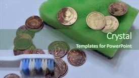  Presentation with metal detector - Presentation design with treasure hunt - mechanical cleaning after chemical background and a ocean colored foreground