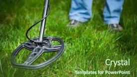  Presentation with treasure hunt - Presentation enhanced with treasure hunt - metal detector in action background and a tawny brown colored foreground