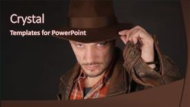  Presentation with explorer - PPT layouts enhanced with treasure hunter - adventurer explorer is touching his background and a wine colored foreground