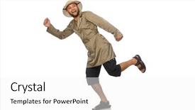  Presentation with treasure - Audience pleasing PPT theme consisting of treasure hunter - man in safari hat isolated backdrop and a white colored foreground