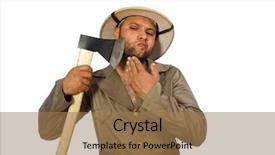  Presentation with octopus on isolated white - Presentation theme consisting of treasure hunter - man with axe isolated background and a  colored foreground