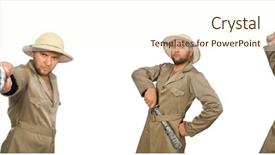  Presentation with monarch butterfly isolated on white - Slides with treasure hunter - man with knife isolated background and a cream colored foreground