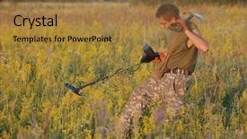  Presentation with hunting - Presentation theme featuring treasure hunting in ukraine background and a coral colored foreground