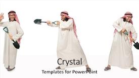  Presentation with arab countries - Slide set with treasure islam - arab businessman isolated on white background and a sky blue colored foreground