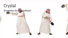  Presentation with arab - Presentation design with treasure islam - arab businessman isolated on white background and a white colored foreground