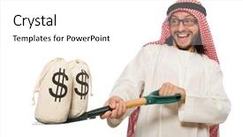  Presentation with islam - Presentation design enhanced with treasure islam - arab businessman isolated on white background and a  colored foreground