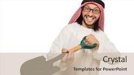  Presentation with treasure - Colorful PPT theme enhanced with treasure islam - arab businessman isolated on white backdrop and a  colored foreground