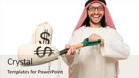  Presentation with bahasa arab - PPT theme with treasure islam - arab businessman isolated on white background and a  colored foreground